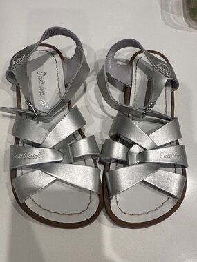 Salt Water Silver Girls' Cross-Strap Sandals